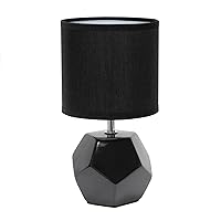 LT2065-BLK Round Prism Mini Table Lamp with Matching Fabric Shade, Black