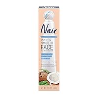 NAIR Prep & Smooth Face, Exfoliating Facial Hair Removal for Woman, Depilatory Cream, Smooth Skin Solution for Effective Hair Removal, Sensitive with Collagen for Skincare