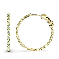 Peridot & Natural Diamond Inside-Out Hoop Earrings 2.93 ctw 14K Yellow Gold