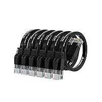 Cat 6 Ethernet Cable 1.5ft (6 Pack) (at a Cat5e Price but Higher Bandwidth) Flat Internet Network Cable - Cat6 Ethernet Patch Cable Short - Black Cat6 Computer Cable with Snagless RJ45 Connectors