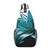 Teal Lily Printed Crossbody Sling Backpack,Casual Chest Bag Daypack,Crossbody Shoulder Bag For Travel Sports Hiking