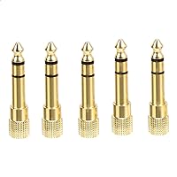 Amazon Basics Gold Plated 6.35mm 1/4 Male to 3.5mm 1/8 Female Stereo Headphone Adapter - 5-Pack