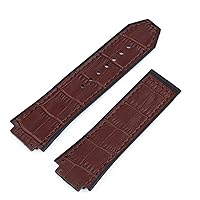 25*19mm Cow Real Leathe Rubber Silicone Back Watchband Watch Band for Hublot Strap for Big Bang Accessories Butterfly buckle