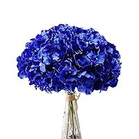 AVIVIHO Royal Blue Hydrangea Silk Flowers Heads with Stems Pack of 10 Full Hydrangea Flowers Artificial for Wedding Home Party Shop Baby Shower Decoration