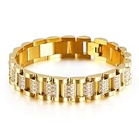 316L Stainless Steel with CZ Zircon Men Women Bracelets Hiphop Simple Luxury Watchband Rhinestone Bracelet Jewelry