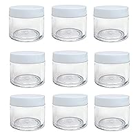 12PCS 30g 30ml/1oz Refillable Plastic Round Clear Jars With Screw Cap Lid Empty Cosmetic Jars Lot Containers for Makeup Eye Shadow Nails Powder Handmade Lip Scrubs (White Lid)