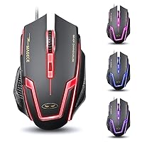 Magece G1 Professional Ergonomic Opticcal USB Wired Computer Gaming Mouse, 4 DPI Adjustment Levels, 6 Button, Breathing Light for PC Mac in Black