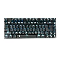 Keyboard Mechanical Gaming Keyboard E-Element Z88 with Blue Switches Cyan LED Backlit Water Resistant Compact 81 Keys Anti-Ghost Black keyboard (Axis Body : Blue Switch)