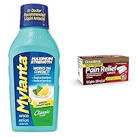 Mylanta Antacid and Gas Relief Maximum Strength 12 oz and GoodSense Extra Strength Pain Relief Acetaminophen Caplets 500mg 50 Count
