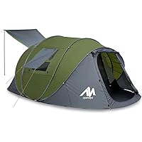 6 Person Easy Pop Up Tents for Camping - AYAMAYA Double Layer Waterproof Instant Tent with Vestibule & Porch, Large Size Family Tent Automatic Setup for 4-6 People Camping Hiking (Poles Included)