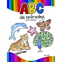 ABC de animales - para colorear, Libro JUMBO en ESPAÑOL con trazado de letras para niños de 2 a 5 años: Con mas de 80 ilustraciones de animales para colorear y dibujar el abecedario. (Spanish Edition)