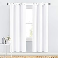 NICETOWN Draperies Curtains Panels, Blocking Out 50% Sunlight Window Treatment Curtains, Grommet Top Small Window Drapes for Bedroom (2 Panels, 34 by 72, White)