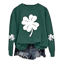 Women St Patrick's Day Long Sleeve Sweatshirts Clover Graphic Crew Neck Holiday Tee Shirts Casual Loose Blouse Tops