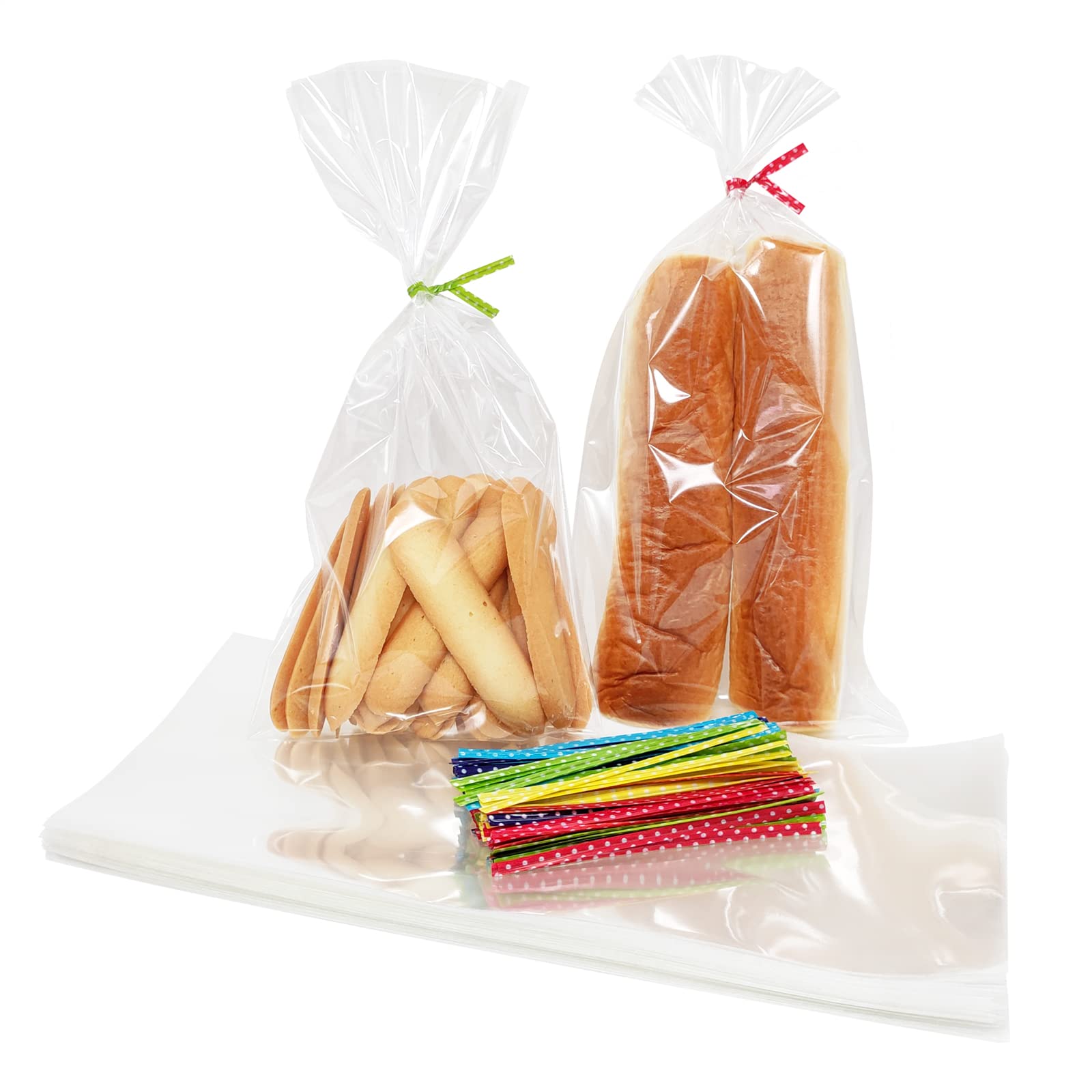 Newkita 5x11 Cellophane Bags, Clear Goodie Bags, Cake Pop Rice Crispy Bags With 4