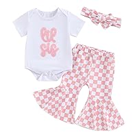 Big Sister Little Sister Matching Outfits Baby Girl Romper/Shirt Flared Pants Headband Summer Clothes