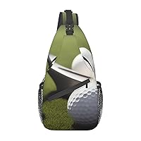 Golf Print Cross Chest Bag Crossbody Backpack Sling Shoulder Bag Travel Hiking Daypack Cycling Bag
