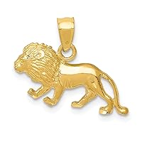 14K Yellow Gold Shiny-Cut Lion Pendant