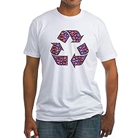 Fitted T-Shirt I Love to Recycle Symbol with Hearts - White, Medium