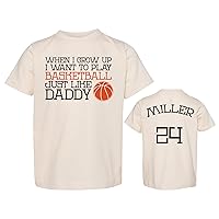 Custom Basketball Toddler Shirt, When I Grow UP, Basketball Like Daddy (Name & Number On Back), Jersey, Personalized Toddler (4T, Natural)