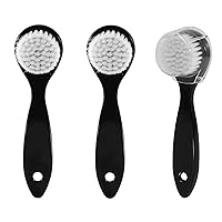 Facial Cleansing Brush, 3 Packs Manual Face Brushes for Cleansing and Exfoliating, Face Scrubber to Massage, Deep Pore Exfoliation, Makeup Remove and Skin Care with Soft Bristles & Lid, Black