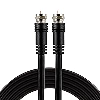 RG6 Coaxial Cable, 15 Ft. F-Type Connectors, Double Shielded Coax, Input Output, Low Loss Coax, Ideal for TV Antenna, DVR, VCR, Satellite Receiver, Cable Box, Home Theater, Black, 33627