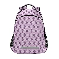 Purple Lavender Argyle Plaid Backpacks Travel Laptop Daypack School Book Bag for Men Women Teens Kids