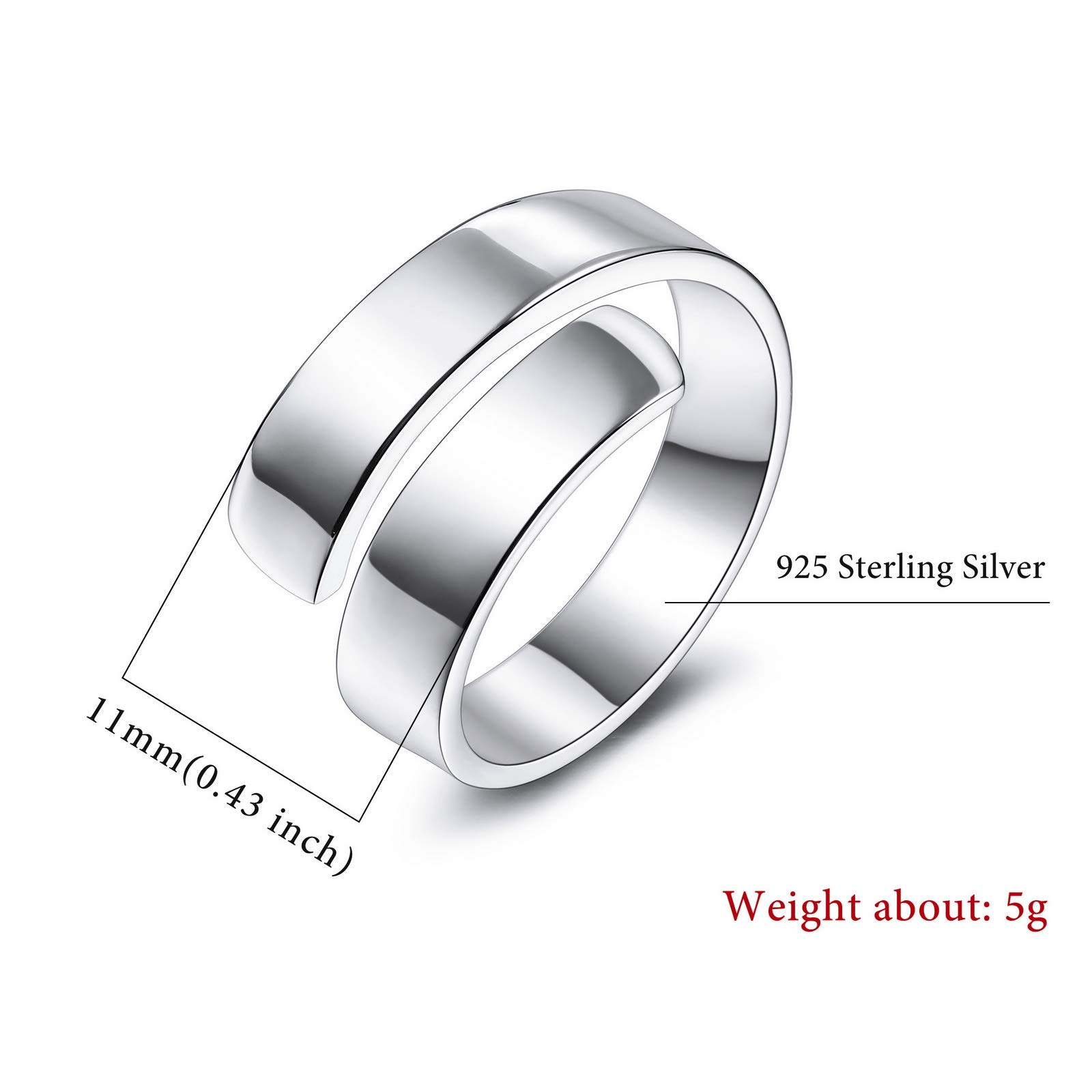 VIBOOS Personalized 925 Sterling Silver Spiral Twist Ring Engraving Name/Date for Women Girl Best Friend Customized Birthstones Adjustable Open Wrap Band Wedding Engagement Promise Ring
