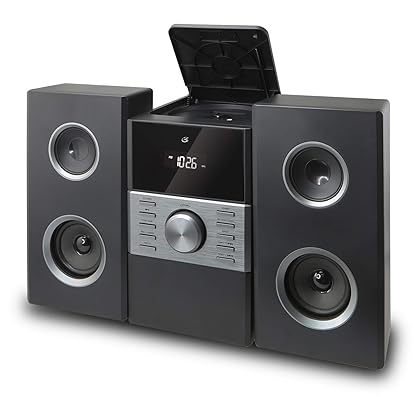 GPX HC425B Stereo Home Music System with CD Player & AM/FM Tuner, Remote Control Black