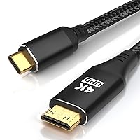 USB C to Mini HDMI Cable 10FT, High Speed 4K Cord 4K@30HZ/2K@60Hz/1080P Nylon Type C to Mini HDMI Uni-Directional Cord for, Portable Monitor, Steam Deck, ROG Ally, Laptop, MacBook, iPad Pro, iPhone 15