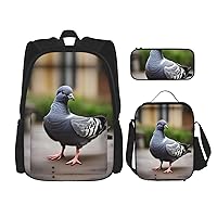 NEZIH Grey Pigeon Backpack Travel Daypack With Lunch Box Pencil Bag 3 Pcs Set Casual Rucksack Fashion Backpacks