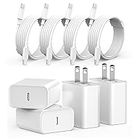 iPhone Charger Fast Charging, 4 Pack PD 20W USB C Wall Charger Block with 6FT Type C to Lightning Fast Charging Data Sync Cable Cord Compatible for iPhone 14 13 12 11 Pro Max XS XR X 8 iPad
