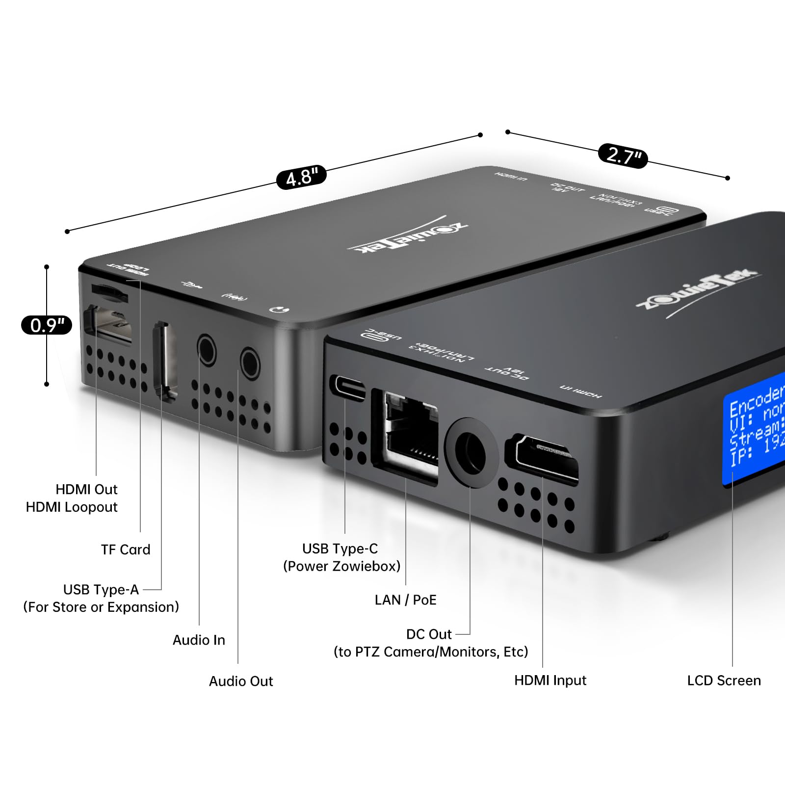 Zowietek 4K HDMI Video Encoder/Decoder, NDI|HX3 Converter/Player, Pass-Through Video Capture Recorder, SRT/RTMP(S)/RTSP, HDMI Extender, Live Streaming to YouTube/Facebook, Console Gameplay Xbox PS4/5