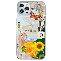 Case Compatible with iPhone 12 Pro Max Personalized with Your Name Zodiac Sign Leo, Protector Compatible with iPhone 12 Pro Max Customizable, Case Customized Horoscope Shockproof TPU. Clear