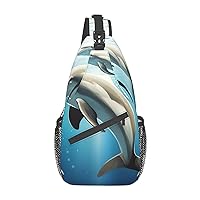 Kiss Dolphin Tale Crossbody Sling Backpack Sling Bag for Women Hiking Daypack Chest Bag Shoulder Bag