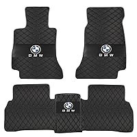 Car Floor Mats Fit for BMW Series All Models 1996-2025 Leather Full Coverage Waterproof Non-Slip Dustproof Protection (Black，2 Front Floor mats,1 one-Piece Rear Floor mat)