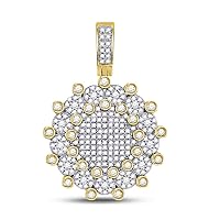 The Diamond Deal 10kt Yellow Gold Mens Round Diamond Circle Charm Pendant 1.00 Cttw