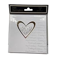 Pack of 5 Luxury White Wedding Invitations with Gold Heart