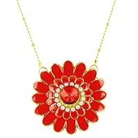 Orange on Gold Plated Bright Sunflower Necklace