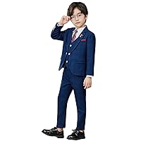 Boys' Checked Three Pieces Suit Notch Lapel One Button Tuxedos for Formal Prom