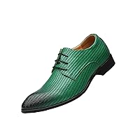 Men's Leather Derby Shoes Embossed Woven Formal Dress Shoes