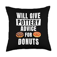 Potter Advice for Donuts Clay Ceramics Art Funny Pottery Throw Pillow, 18x18, Multicolor