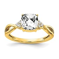 1.6 To 3.5mm 10k Gold Checkerboard White Topaz and Diamond Ring Size 7.00 Jewelry for Women