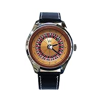 ZIZ Roulette Watch Unisex Wrist Watch, Quartz Analog Watch with Leather Band