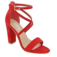 Womens Chunky Block Heel Strappy Ankle Strap Sandals Party Shoes