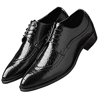 Men's Oxfords Wingtip Formal Leather Prom Dress Wedding Shoes for Men Black Brown Red