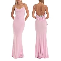 Argeousgor Women Sexy Open Back Maxi Dress Spaghetti Strap Square Neck Backless Bodycon Long Dress Cocktail Party