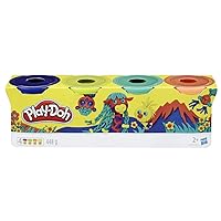 Play-Doh 4 Pack of Wild Non-Toxic Colors for Kids 2 Years and Up, 4-Ounce Cans (Dark Blue, Bright Green, Orange, Green)