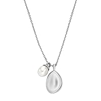Skagen Women's Agnethe Pearl White Freshwater Pearl and Pebble Pendant Necklace (Model: SKJ1831040)