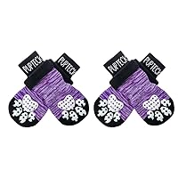 PUPTECK Anti-Slip Dog Socks with Double Sides Grips for Small Medium Large Dogs Hardwood Floors Prevents Licking, Dog Shoes for Hot Pavement Traction Control Paw Protector for Senior Dogs, Purple S