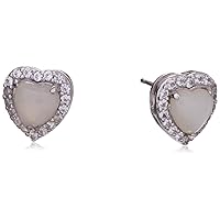 Amazon Collection Sterling Silver Created White Sapphire Halo Heart Stud Earrings